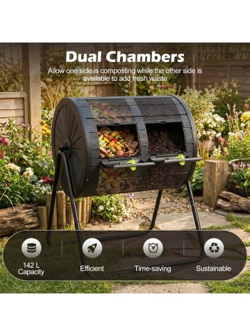 COSTWAY 142L Trommel-Komposter in Schwarz