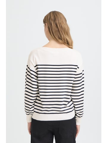 ICHI Strickpullover langarm IHLULS Loose fit in SOLID + WHITE TE STRIPE