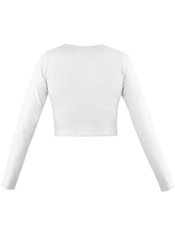 Janice 3 x Damen crop Langarmshirt hochgeschlossen Noia in Petrol/Weiß/Burgund