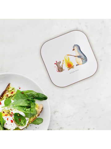 Mr. & Mrs. Panda Untersetzer Pinguin Lagerfeuer ohne Spruch in Weiß