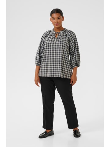 KAFFE curve Kurzarm-Bluse KCelina Regular fit in Black/grey Check