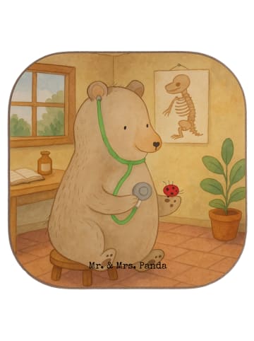 Mr. & Mrs. Panda Untersetzer für Gläser Bär Arzt Design ohne Spruch in Weiß