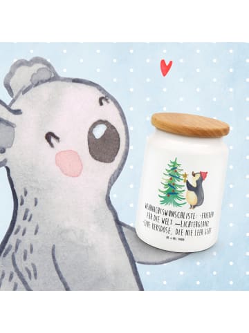 Mr. & Mrs. Panda Frischhaltedose Pinguin Weihnachtsbaum mit Spruch in Weiß