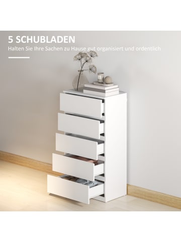 HOMCOM Kommode in Weiß 55L x 33B x 80H cm