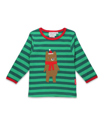 Toby Tiger Langarmshirt mit Weihnachtsbär Applikation in grün