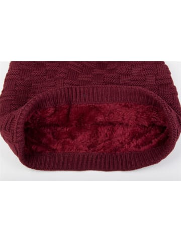 styleBREAKER Feinstrick Beanie Mütze in Bordeaux-Violett