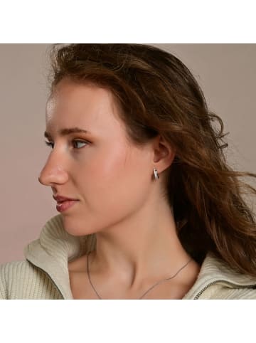 Adeliás Damen Ohrringe – Klappcreole aus 333 Gold mit Zirkonia in silber