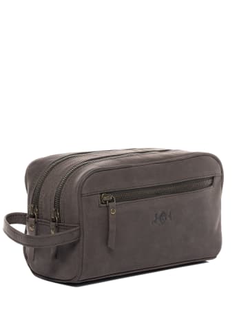 SID & VAIN Leder-Kulturtasche echt Leder Kulturtasche groß dark-braun in braun