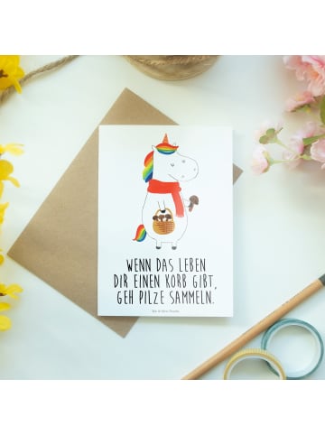 Mr. & Mrs. Panda Grußkarte Einhorn Pilz mit Spruch in Weiß