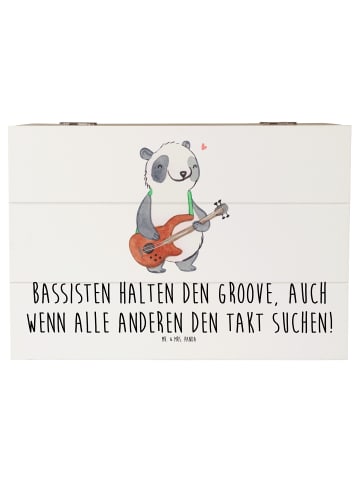 Mr. & Mrs. Panda Holzkiste mit Deckel Bassgitarre Groove mit Spruch in Weiß