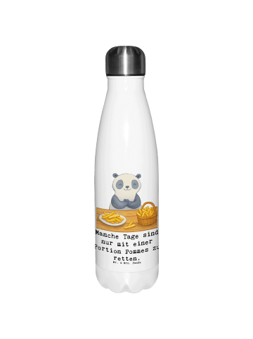 Mr. & Mrs. Panda Trinkflasche Panda Pommes Gebet mit Spruch in Weiß