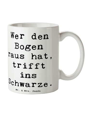 Mr. & Mrs. Panda Tasse Spruch Bogensport Meister mit Spruch in Weiß