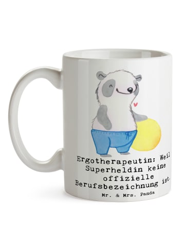 Mr. & Mrs. Panda Becher Ergotherapeutin Superheldin mit Spruch in Weiß