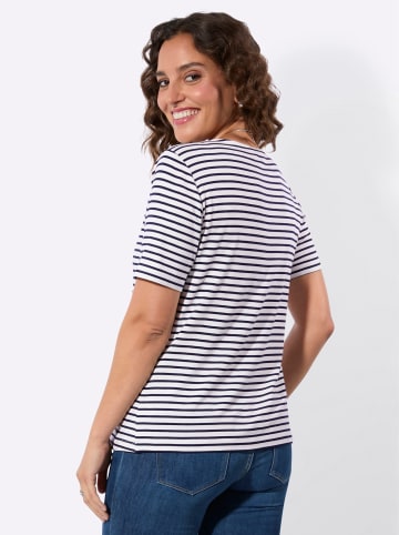 WITT WEIDEN Ringelshirt in ecru-marine-bedruckt