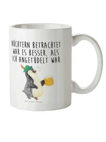 Mr. & Mrs. Panda Kindertasse Pinguin Bier mit Spruch in Weiß