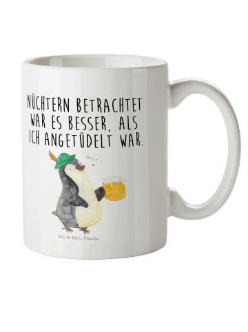 Mr. & Mrs. Panda Plastikbecher Pinguin Bier mit Spruch in Weiß