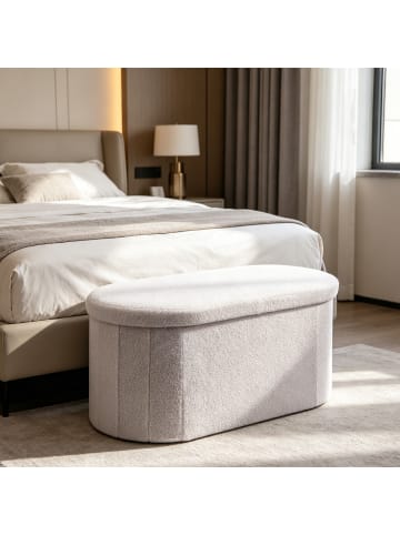 relaxdays Sitzbank in Weiß - (B)76 x (H)38 x (T)38 cm