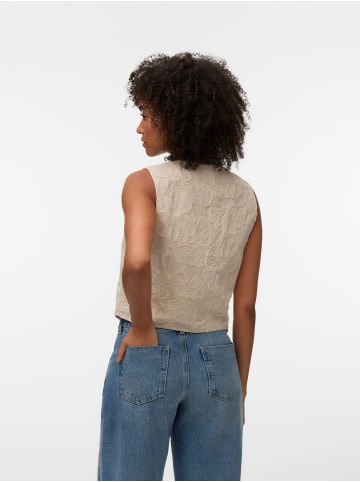 Vero Moda VMMILLIA SL EMBROIDERY WAISTCOAT in Oatmeal/W. Melange