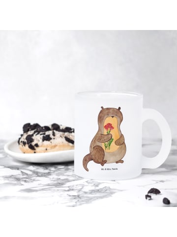 Mr. & Mrs. Panda Kaffeetasse Otter Blumenstrauß ohne Spruch in Transparent