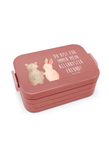 Mr. & Mrs. Panda Lunchbox Bär und Hase Umarmen Motiv mit Spruch in Rot Pastell