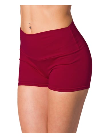 Alkato Alkato Damen Sport Shorts mit Hohem Bund in weinrot