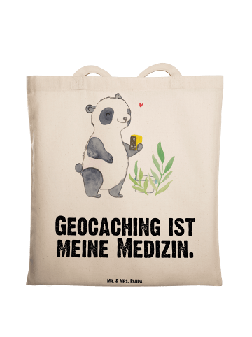 Mr. & Mrs. Panda Tragetasche Panda Geocaching mit Spruch in Creme