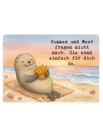 Mr. & Mrs. Panda Wandbild Robbe Pommes Design mit Spruch in Weiß