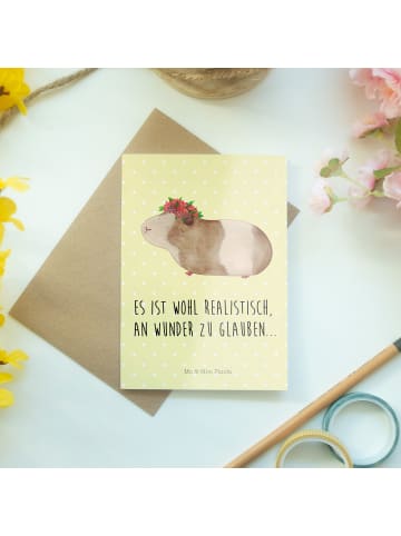 Mr. & Mrs. Panda babykarte Meerschweinchen Weisheit mit Spruch in Gelb Pastell