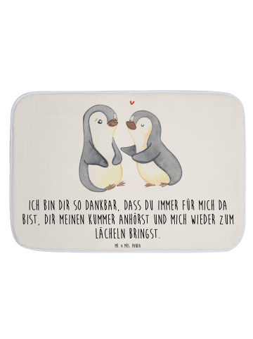Mr. & Mrs. Panda Duschvorleger Pinguine trösten mit Spruch in Weiß