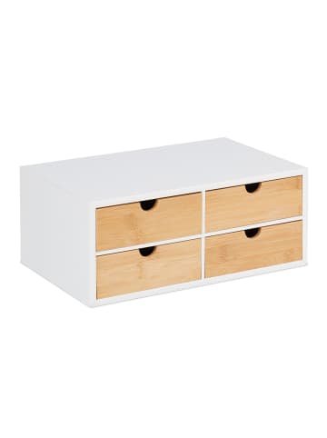relaxdays Schreibtisch Organizer in Weiß/Natur - (B)33 x (H)14 x (T)21 cm