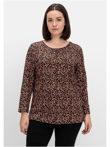 sheego Langarmshirt in rostrot gemustert
