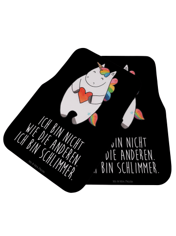 Mr. & Mrs. Panda Fußmatte Fürs Auto Einhorn Herz mit Spruch in Schwarz