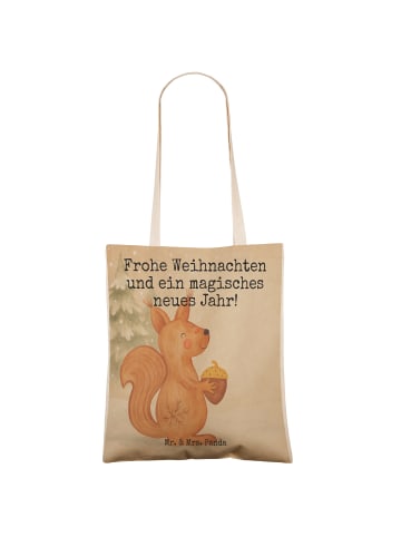 Mr. & Mrs. Panda Tasche Eichhörnchen Weihnachten Design mit Spruch in Weiß