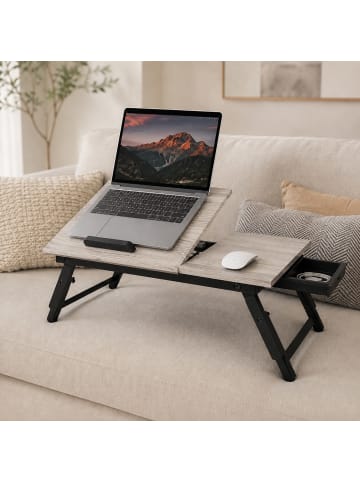 relaxdays Laptoptisch in Grau/ Schwarz