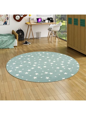 Snapstyle Kinderteppich Sterne Rund in hellgrün