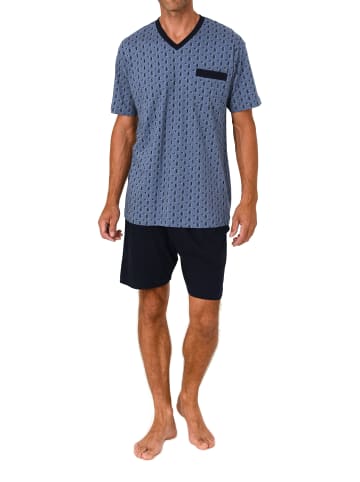 NORMANN Kurzarm Schlafanzug Pyjama Shorty Übergrößen in blau