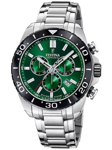 Festina Herren-Chronograph Stahl/Grün mit Saphirglas