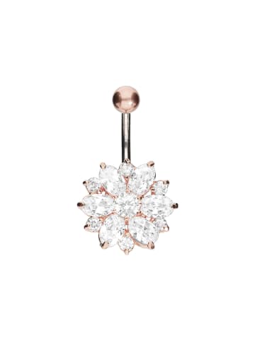 PIERCINGLINE Bauchnabelpiercing Titan "925er Silber Blume" in Roségoldfarben