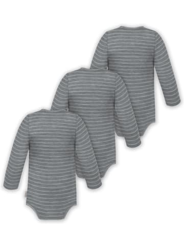 Normani Outdoor Sports 3x Baby Merino Wickelbody in Grau gestreift