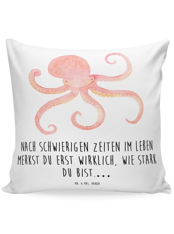Mr. & Mrs. Panda Kissen Tintenfisch mit Spruch in Weiß