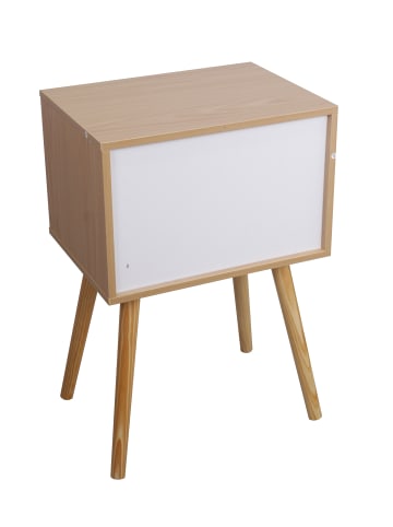 HappyHome Nachttisch mit zwei Schubladen in Weiß, Holz - B40 x T30 x H60 cm