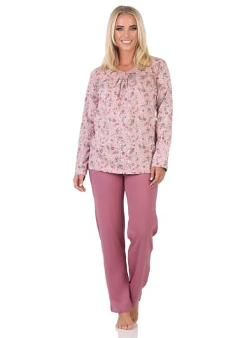 NORMANN Fraulicher Damen Pyjama Schlafanzug - auch in Übergrößen - 88195 in rosa
