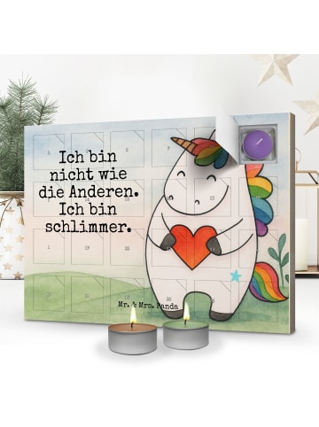 Mr. & Mrs. Panda Adventskalender Einhorn Herz Design mit Spruch in Weiß