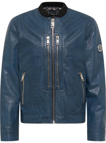 Carlo Colucci Lederjacke Coccodrillo in Navy