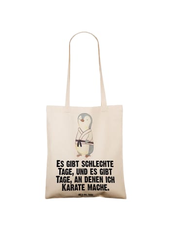 Mr. & Mrs. Panda Shopper Pinguin Karate mit Spruch in Creme