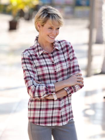 Sieh an! Flanell-Bluse in ecru-aubergine-kariert