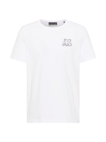 ELBSAND T-Shirt Jivo in Bright White + Black Sand