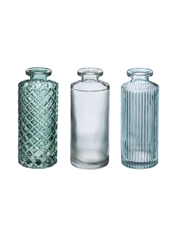 Atmosphera Créateur d'intérieur Glasvase SINGLE, 3er-Set in Grün, Ø 5,4 x (H) 13,2 cm