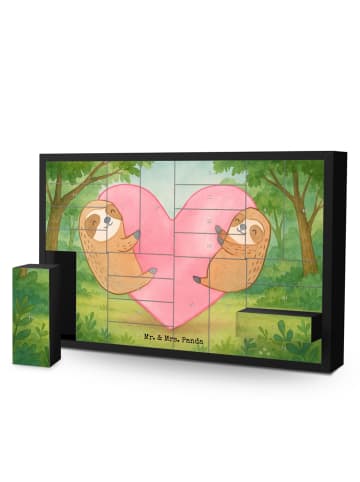Mr. & Mrs. Panda Adventskalender Faultiere Herz Design ohne Spruch in Weiß