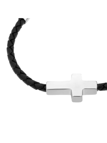 S. Oliver Jewel Armband Edelstahl, Leder in Schwarz